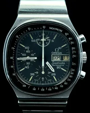 Omega Speedmaster TV 40MM Black Dial Steel Bracelet (176.0014