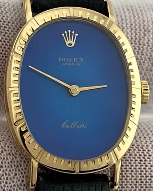 ROLEX Cellini 不動 1985 Rolex Cellini Oval 28MM Blue 