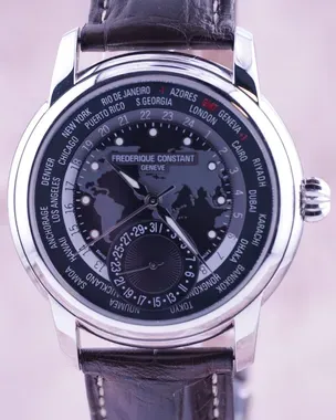 2022 Frederique Constant Worldtimer 42MM Grey Dial Leather Strap