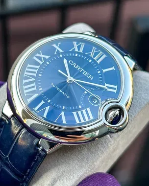 2019 Cartier Ballon Bleu 42MM Blue Dial Leather Strap (WSBB0025