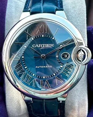 2019 Cartier Ballon Bleu 42MM Blue Dial Leather Strap (WSBB0025