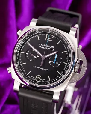2022 Panerai Luminor Flyback Chronograph 44MM Black Dial Rubber