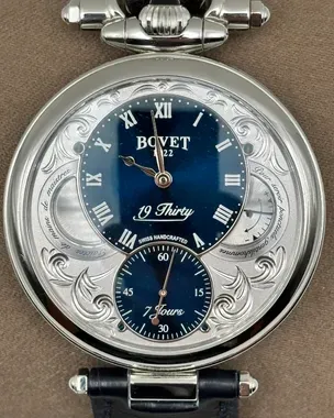 2022 Bovet 19Thirty Fleurier 42MM Blue Dial Leather Strap (NTS0015