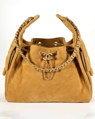 Chanel 25 Small 26C Beige/Camel Suede With Aged Gold Hardware (25