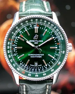 2022 Breitling Navitimer 41MM Green Dial Leather Strap (A17326