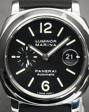 2004 Panerai Luminor Marina 44MM Black Dial Rubber Strap (PAM00104