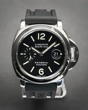 2004 Panerai Luminor Marina 44MM Black Dial Rubber Strap (PAM00104