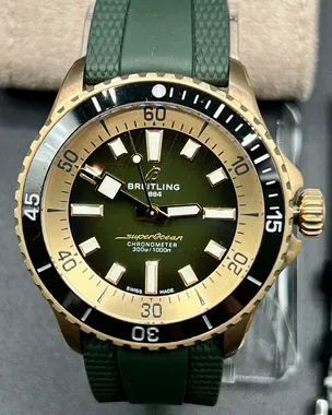 2025 Breitling Superocean 42MM Green Dial Rubber Strap