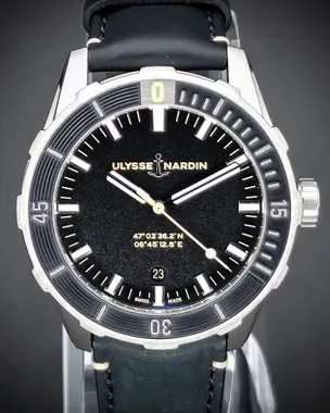 2020 Ulysse Nardin Diver 42MM Black Dial Leather Strap (8163-175