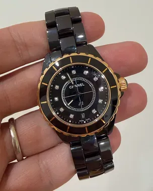 2020 Chanel J12 18kt Gold 38MM Quartz Black Dial Ceramic Bracelet