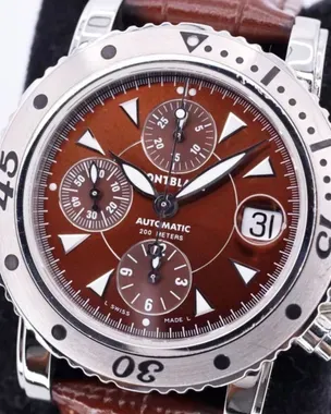 Montblanc Sport Chronograph 41MM Brown Dial Leather Strap (7034