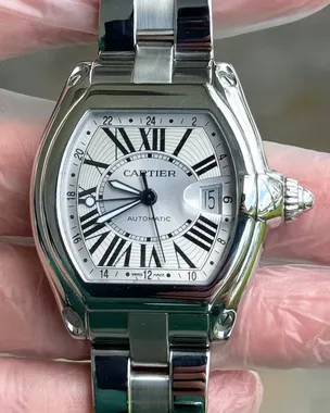Cartier Roadster XL GMT 42MM Silver Dial Steel Bracelet (W62032X6