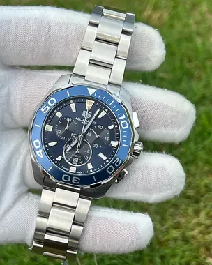 TAG Heuer Aquaracer Cronografo Quarzo 43 Mm | Acciaio, Quadrante Blu, Lunetta Girevole | Impermeabile 300 M | CAY111B.BA0927 - 4
