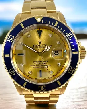 ルシア金色サブル　Russia Golden Sable Rolex Submariner Date 40MM Gold Dial Yellow Gold Bracelet (16618