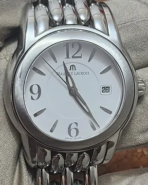 gsさま専用コレクションに　シルバー&ブラウン　ルチルクォーツ　スフィア　E91 Maurice Lacroix Sphere 42MM Steel White Dial Bracelet (SH1018