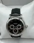 Montblanc Meisterstuck Dual Time 38MM Black Dial Leather Strap