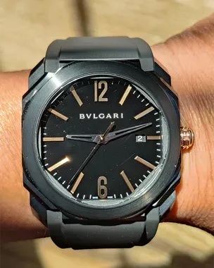 2023 Bvlgari Octo Ultranero 41MM Black Dial Rubber Strap