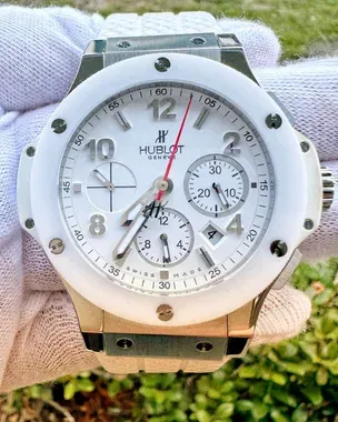 2015 Hublot Big Bang St. Moritz Chronograph Ceramic White Dial