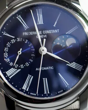 Frederique Constant Manufacture Moonphase 42MM Blue Dial Leather 