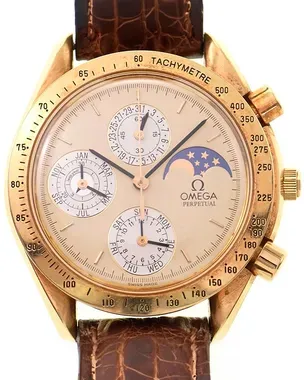 Omega Speedmaster Perpetual Calendar 37MM Gold Dial Leather Strap
