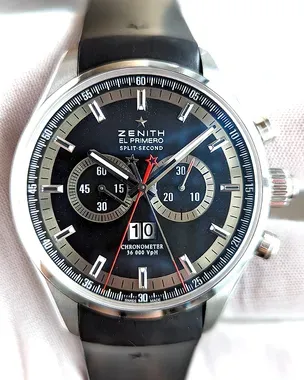 2012 Zenith El Primero Rattrapante 44MM Black Dial Rubber Strap