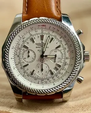 Breitling Bentley Motors 49.5MM White Dial Aftermarket Leather