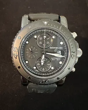 No Reserve - Montblanc Sport 44MM Black Dial Rubber Strap (104279