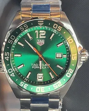 TAG Heuer Formula 1 43MM Quartz Green Dial Steel Bracelet (WAZ1017