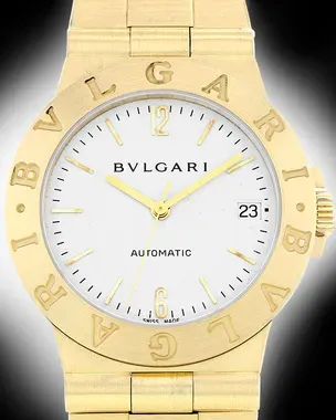 Bvlgari Diagono 35MM White Dial Yellow Gold Bracelet (LCV35G