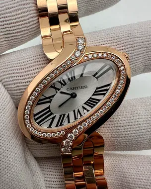Cartier Délices De Cartier 41x26MM Quartz Silver Dial Rose Gold