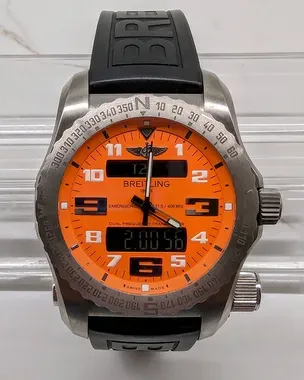 Breitling Emergency II 51MM Quartz Orange Dial Rubber Strap