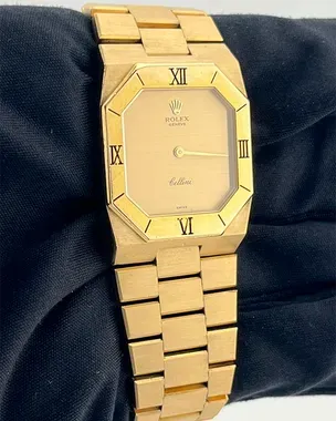 ulla johnson rose gold dress 1970's Rolex Cellini Style Vintage Mens 31mm Dress Watch - 14K Gold