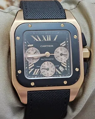 カルティエ　Santos de Cartier ベルト ブラック&ブラウン CRL5000663 - サントス ドゥ カルティエ ベルト - ブラック＆ブラウン