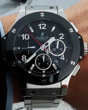 2007 Hublot Big Bang 44MM Black Dial Steel Bracelet (301.SX.130.SX