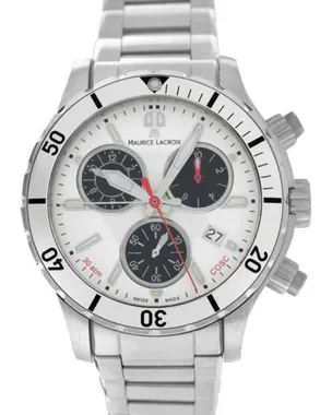 GOAR白　クロコM Maurice Lacroix Miros Diver Chronograph 41MM Quartz White Dial