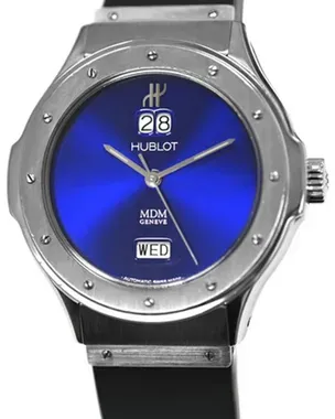 Hublot MDM Classic SSラバー Hublot MDM Classic Day Date 39MM Blue Dial Rubber Strap (1840.1