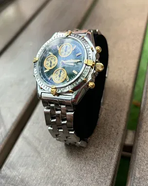 BREITLING CHRONOMAT 初期モデル 訳アリ 1997 Breitling Chronomat 39MM Green Dial Steel Bracelet (B13050.1