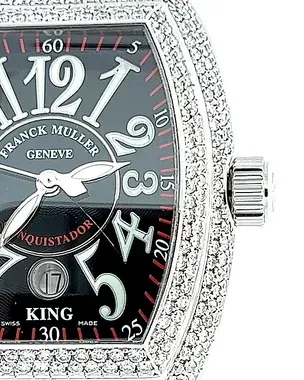Franck Muller Conquistador King XL 40MM Black Dial Leather Strap