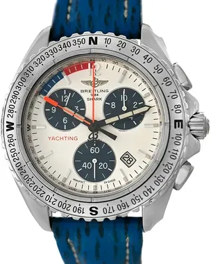 1994 Breitling Shark Chronograph 41MM Quartz White Dial Leather