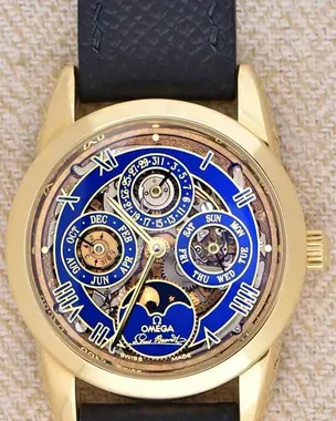 2003 Omega Perpetual Calendar Louis Brandt 34MM Skeleton Dial