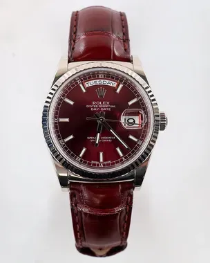 Rolex Day-Date 36MM Red Dial Leather Strap (118139) – Grailzee