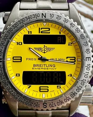 Breitling Emergency 43MM Quartz Yellow Dial Titanium Bracelet