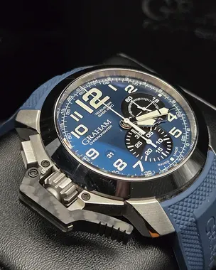 ぐら  Graham Chronofighter Oversize 47MM Blue Dial Rubber Strap (2CCAC