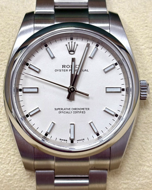Rolex Oyster Perpetual 34MM White Dial Oyster Bracelet (114200