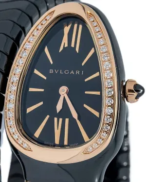 Bvlgari Serpenti 23MM Quartz Black Dial Ceramic Bracelet (SPC35BG