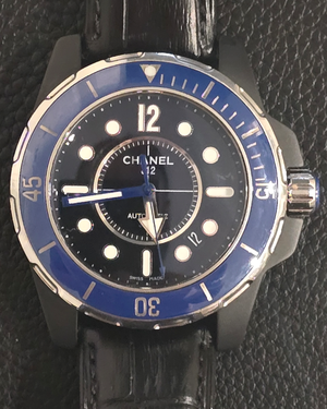 No Reserve - Chanel J12 Marine 38MM Black Dial Leather Strap