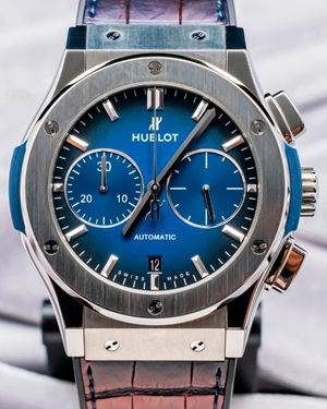 Rare Hublot Classic Fusion 45MM Blue Dial Leather Strap (521.NX