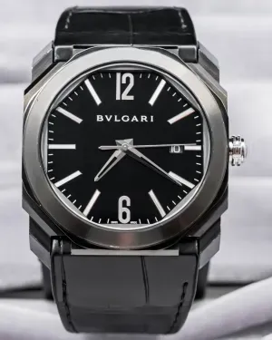 Bvlgari Octo Solotempo 41MM Black Dial Leather Strap (BGO41S