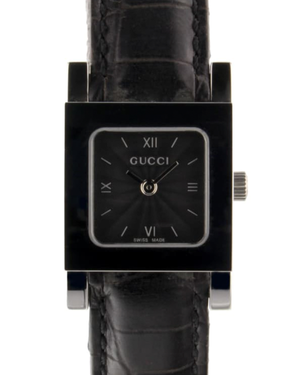 Gucci 7900 Series 20MM Quartz Black Dial Leather Strap (7900