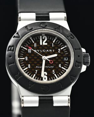 No Reserve - Bvlgari Aluminum 32MM Quartz Black Dial Rubber Strap